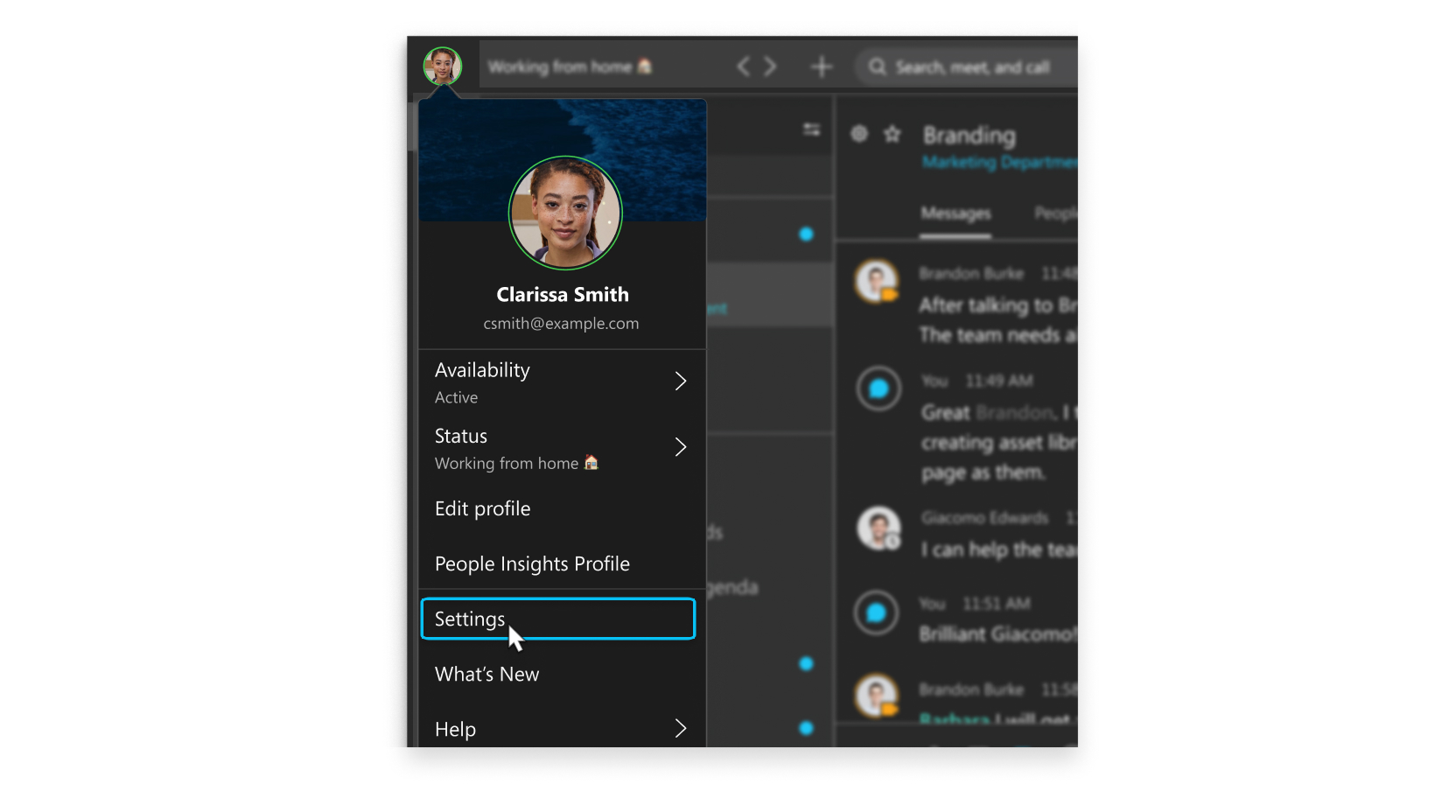 Webex App settings